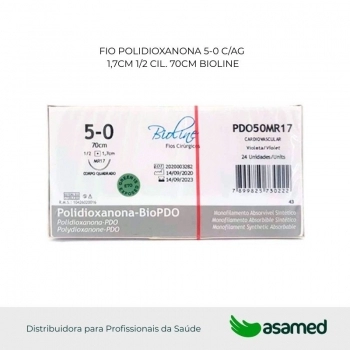 FIO POLIDIOXANONA 5-0 VIOLETA C/AG 1,7CM 1/2 CIL. 70CM BIOLINE
