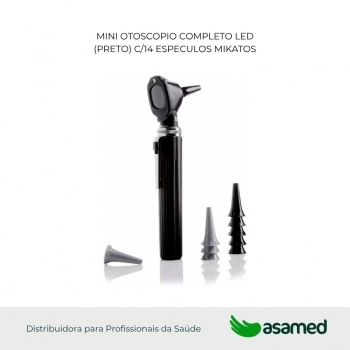 MINI OTOSCOPIO COMPLETO LED (PRETO) C/14 ESPECULOS MIKATOS