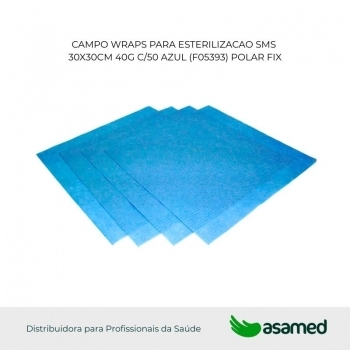 CAMPO WRAPS PARA ESTERILIZACAO SMS 30X30CM 40G C/50 AZUL (F05393) POLAR FIX
