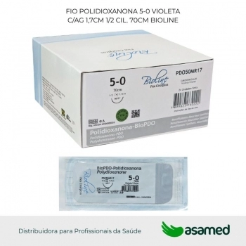 FIO POLIDIOXANONA 5-0 VIOLETA C/AG 1,7CM 1/2 CIL. 70CM BIOLINE