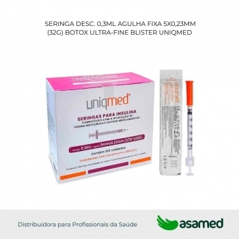 SERINGA DESC. 0,3ML AGULHA FIXA 5X0,23MM(32G) BOTOX ULTRA-FINE UNIQ