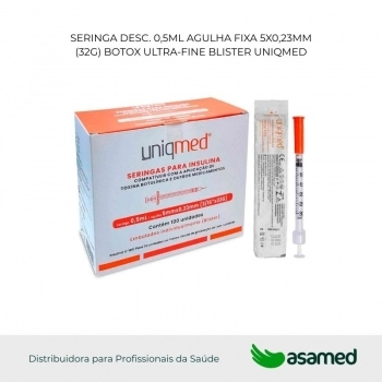 SERINGA DESC. 0,5ML AGULHA FIXA 5X0,23MM(32G) BOTOX ULTRA-FINE UNIQ