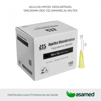 AGULHA HIPOD. DESCARTAVEL 13X0,30MM (30G 1/2) (AMARELA) WILTEX