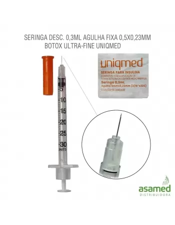 SERINGA DESC. 0,3ML AGULHA FIXA 5X0,23MM(32G) BOTOX ULTRA-FINE UNIQ