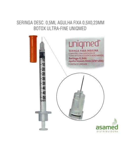 SERINGA DESC. 0,5ML AGULHA FIXA 5X0,23MM(32G) BOTOX ULTRA-FINE UNIQ