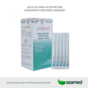 AGULHA PARA ACUPUNTURA 0,25X40MM C/100UNDS UNIQMED