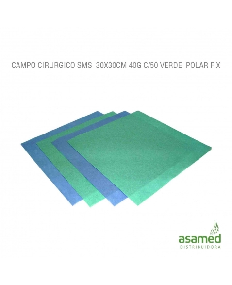 CAMPO WRAPS PARA ESTERILIZACAO SMS 30X30CM 40G C/50 VERDE POLAR FIX