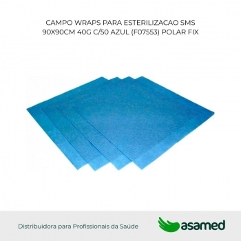 CAMPO WRAPS PARA ESTERILIZACAO SMS 90X90CM 40G C/50 AZUL (F07553) POLAR FIX