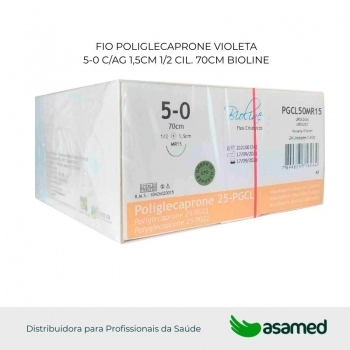FIO POLIGLECAPRONE 5-0 VIOLETA C/AG 1,5CM 1/2 CIL. 70CM BIOLINE