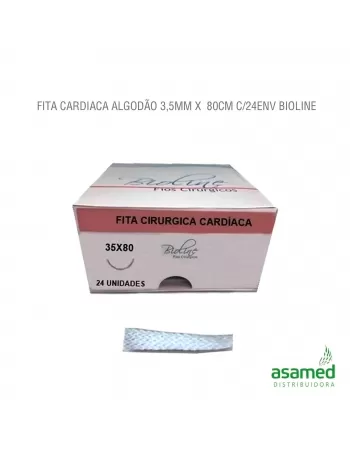 FITA CARDIACA ALGODÃO 3,5MM X 80CM C/24ENV BIOLINE