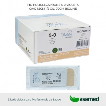 FIO POLIGLECAPRONE 5-0 VIOLETA C/AG 1,5CM 1/2 CIL. 70CM BIOLINE