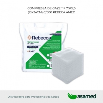 COMPRESSA DE GAZE 11F 7,5X7,5 (13X24CM) C/500 REBECA AMED