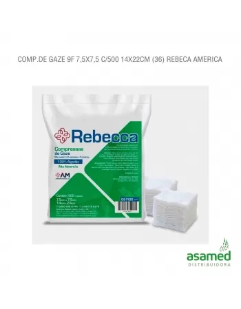 COMPRESSA DE GAZE 9F 7,5X7,5 (14X22CM) C/500 REBECA AMERICA