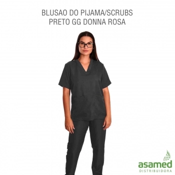 BLUSAO DO PIJAMA/SCRUBS PRETO GG DONNA ROSA