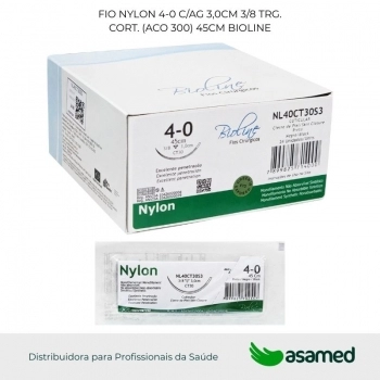 FIO NYLON 4-0 C/AG 3,0CM 3/8 TRG. CORT. (ACO 300) 45CM BIOLINE